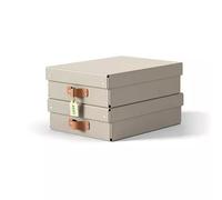 Leitz Puro Medium Low Storage Box with Lid - Set of 2 Durable Storage Boxes, Compatible with Cube Units & Shelves, 8L Stackable Organiser, Suitable for Home & Office (27 x 37 x 10cm, Sand Beige)