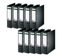 Leitz Quality Folder 180° Pack of 10 A4 8 cm Spine Width Special Paper Lamination in Linen Embossing Blue Angel Black 10070095