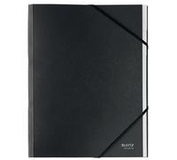 Leitz A4 Card Divider Book File, Integrated Index with 6 Compartments, Elastic Band Closure, 100% Recyclable, Eco Friendly, Recycle Range, 39140095, Black