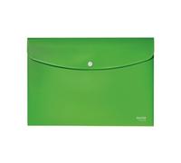Leitz Recycle Document Wallet, 60 A4 Sheet Filing Capacity, Button Closure Organiser File, Lightweight Plastic Travel Folder, 100% Recyclable, CO2 Neutral, Eco Friendly, Recycle Range, Green, 46780055
