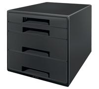 Leitz Drawer Cabinet, 4 Drawers, A4, 100% Recyclable, Climate Compensated, Blue Angel Certified, Recycle Range, Black, 53720095