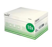 Leitz Solid Box 61170050 Storage and Transport Boxes with Hinged Lid 100% Recycled Cardboard Fluted Small Green (Pack of 10)