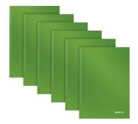 LEITZ Solid Casebound Notebook A5 Ruled Paper Light Green Not perforated 80 Pages Pack of 6