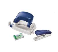 Leitz Stapler and Punch Set Blue Space-saving 5507
