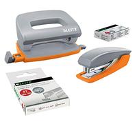 Leitz Urban Chic 55996088 Mini Stapler and Hole Punch Set Holds up to 10 Sheets Including Staples Grey (1 Set + 2000 Extra Staples )
