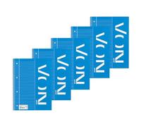 Leitz VON 45750001 A4 Lined Notepad with 160 Pages, 80 Sheets, Ideal for Office, Study and School, with Margin Left, Pack of 5
