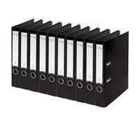 Leitz VON A4 Folder, Pack of 10, Cardboard with Plastic Cover, 50 mm Spine Width, for 350 Sheets, Blue Angel & FSC Certified, for School, Study & Home, Black, 10560095
