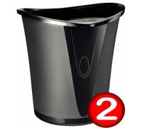 Leitz Waste Paper Bin Allura 18 Litre Rubbish Office Black 5204-00-95 Pack of 2