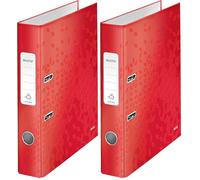 Leitz Wow 180° Lever Arch File, Red Lever Arch File, A4 Folder, 50 mm Spine Width, 10060026 (Pack of 2)
