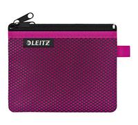 Leitz Wow 2-Pocket Pencil Case, Nylon Zip, Washable, Ideal Plastic Wallet, Small (14 x 10.5cm) - Pink, 40110023
