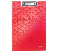 Leitz Wow 41990026 A4 Clipboard with Cover, High-Quality Hard Plastic Clipboard, Strong Metal Clamping Mechanism for up to 75 Sheets, Ideal for Offices, Doctors' Offices, Clubs, Shops, Red
