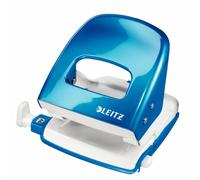 Leitz Hole Punch, 30 Sheets, Guide Bar with Format Markings, Metal, WOW Range, 50081036 - Metallic Blue