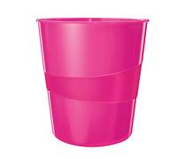 Leitz WOW 52781023 Waste Paper Bin, 15 Litres, Plastic, Pink, Pack of 6