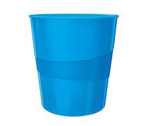 Leitz WOW 52781036 Waste Paper Bin, 15 Litres, Plastic, Blue, Pack of 6