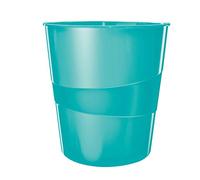 Leitz WOW 52781051 Waste Paper Bin, 15 Litres, Plastic, Ice Blue, Pack of 6