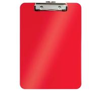 Leitz Wow A4 Clipboard, High Quality Hard Plastic Clipboard, 75 Sheet Capacity Red, 39710026