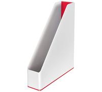 Leitz Wow A4 Magazine File, Dual Colour White/Red, Vertical Storage Box, 53621026