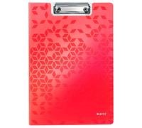 Leitz Wow 41990026 A4 Clipboard with Cover, High-Quality Hard Plastic Clipboard, Strong Metal Clamping Mechanism for up to 75 Sheets, Ideal for Offices, Doctors' Offices, Clubs, Shops, Red