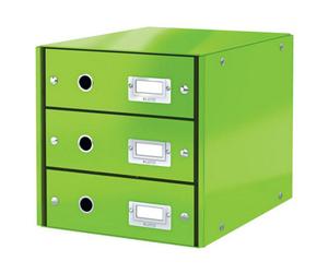Leitz Wow Click & Store Green 3 Drawer Cabinet With Thumbhole And Label Holders A4