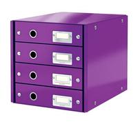 Leitz Wow Click & Store Purple 4 Drawer Cabinet With Thumbholes And Label Holders A4
