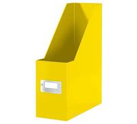 Leitz Magazine File Holder, A4, Cardboard Document Storage Box with Label, Foldable, for Home, Office & School, Click and Store Range 60470016 - Yellow