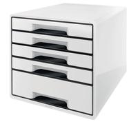 Leitz WOW Cube Drawer Cabinet 5 Drawers (1 Big and 4 Small) A4 Maxi White/Black