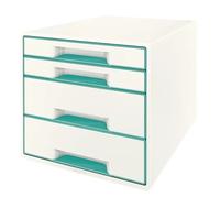 Leitz WOW CUBE Drawer Cabinet, 4 drawers (2 big and 2 small). A4 Maxi. White/ice