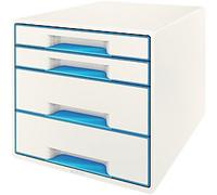 Leitz WOW Cube Drawer System PS (Polystyrene) Blue, White 4 Drawers 28.7 x 27 x 36.3 cm A4