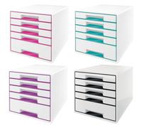Leitz WOW Cube Drawer Cabinet 5 Drawers (1 Big and 4 Small) A4 Maxi White/Black