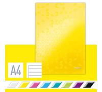 Leitz A4 Hard Cover Notebook, Yellow 80 Sheets, Ruled, 90 gsm Ivory Paper, Wow Range
