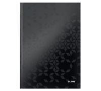 Leitz WOW A4 Ruled Casebound Notebook with Laminated Hardcover Cardboard, 160 Pages / 80 Sheets of FSC Certified Paper (80gsm), 215 x 302 x 14mm, Black, 46251095
