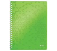 Leitz Notebook WOW Range A4 Wire-bound Flexible Cover Ruled 80 Sheets 80 gsm Ivory paper, Green