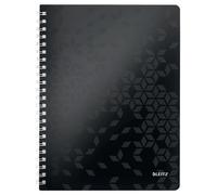 Leitz A4 Flexible Cover Notebook, Black Wire Bound, 80 Sheets, Ruled, 80 gsm Ivory Paper, Wow Get Organised Range