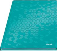 Leitz WOW Notebook A4 Squared, Hardcover, 160 Pages, 80 Sheets of FSC-Certified Paper (80 g/m²), Laminated Cover, Thread Binding, For Office, School or as a Diary, Ice Blue, 46261051