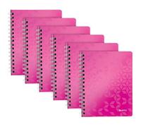 Leitz Wow Notebook A5 Ruled Wire Pink 160 Pages 80 Sheets Pack of 6