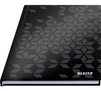 Leitz WOW Notebook A5 Squared, Hardcover, 160 Pages, 80 Sheets of FSC-Certified Paper (80 g/m²), Laminated Cover, Thread Binding, For Office, School or as a Diary, Black, 46281095