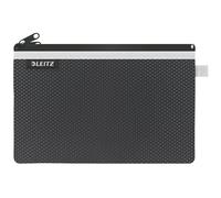 Leitz Wow 2-Pocket Pencil Case, Nylon Zip, Washable, Ideal Storage, Large (23x15cm) - Black, 40130095