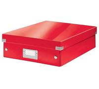 Leitz WOW Organiser Box, Click and Store Range, Medium Organiser Box, Red, 60580026