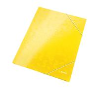 Leitz 3-Flap Folder, Holds up to 150 A4 Sheets, Elastic Closure, Cardboard, Yellow, WOW Range, 39820016