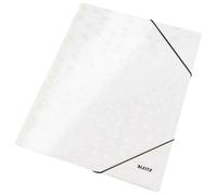 Leitz 3-Flap Folder, Holds up to 150 A4 Sheets, Elastic Closure, Cardboard, White, WOW Range, 39820001