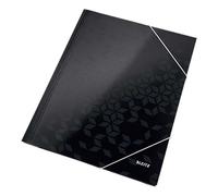 Leitz 3-Flap Folder, Holds up to 150 A4 Sheets, Elastic Closure, Cardboard, Black, WOW Range, 39820095