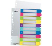 Leitz WOW PC Printable Indices 1243 A4 Maxi Multicolour 10 Part Perforated Polypropylene 1 to 10