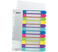 Leitz WOW PC Printable Indices 1244 A4 Maxi Multicolour 12 Part Perforated Polypropylene 1 to 12