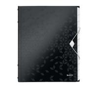 Leitz Divider Book WOW - A4, 12-tab index, holds 200 sheets, elastic closure - Black