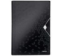 Leitz A4 Expanding File with 6 Compartments, Elastic Band Fastener, Black, WOW Range, 45890095