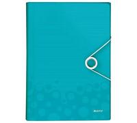 Leitz Expanding File A4 WOW Range 45890051 – 6 Compartments, Elastic Band Fastener, Ice Blue