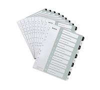 Leitz Wow Printable Index, Extra-Wide, 1-10 Numbered Tabs, PP, A4, White/Black