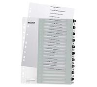 Leitz WOW Printable Index, Extra-Wide, 1-20 Numbered Tabs, PP, A4, White/Black