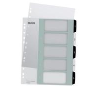 Leitz Wow Printable Index, Extra-Wide, 1-5 Numbered Tabs, PP, A4, White/Black