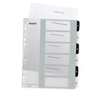 Leitz WOW Printable Index, Extra-Wide, 1-6 Numbered Tabs, PP, A4, White/Black